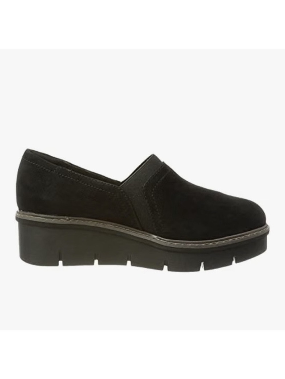 Clarks Airabell Mid Suede Wedge Loafers in black suede Women’s Size 9 Fall Shoes
